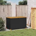 vidaXL Záhrad. úložný box čierny 110x55x63 cm polyratan akáciové drevo