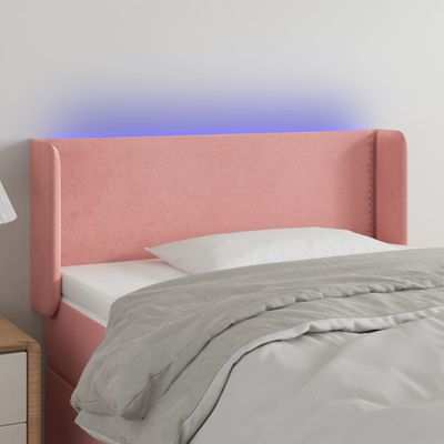 vidaXL Čelo postele s LED ružové 103x16x78/88 cm zamat