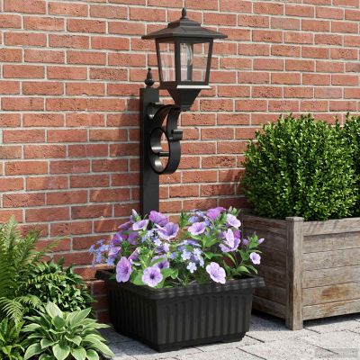 vidaXL Stĺpová lampa s kvetináčom Čierna 29 x 28 x 74 cm ABS a PP