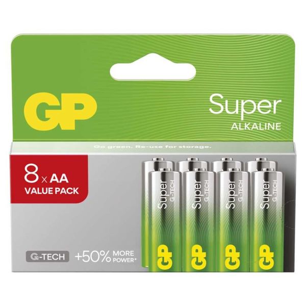 Alkalická batéria GP Super LR6 (AA), 8 ks