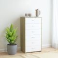 vidaXL Komoda so 6 zásuvkami, biela+sonoma 50x34x96cm kompozitné drevo