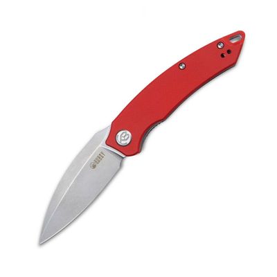 Kubey KU333F Leaf vreckový nôž 7,6 cm, Bead Blasted, červená, G10, spona