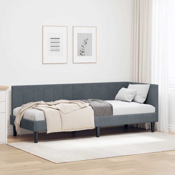 vidaXL Rohový rám postele Tmavo šedá 80 cm x 200 cm Zamat