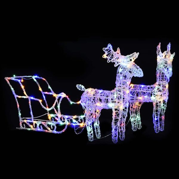 vidaXL Vianočná dekorácia so sobmi a saňami 160 LED 130 cm akryl