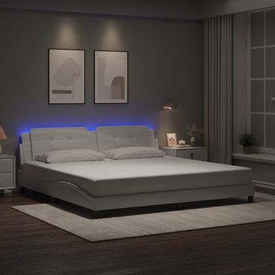 vidaXL Rám postele s LED bez matraca Zadar biely 200x200 cm