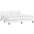 vidaXL Boxspring posteľ s matracom a LED biela 160x200 cm umelá koža