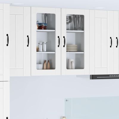 vidaXL Nástenný sklenený kabinet LUCCA 2 pcs Biela 40 x 31 x 80 cm
