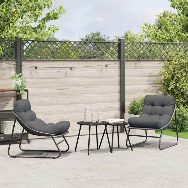 vidaXL Záhradný nábytok s vankúšom 2 pcs Čierna 60,5 x 81 x 71 cm