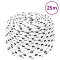 vidaXL Pletené lodné lano biele 10 mm x 25 m polyester