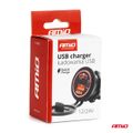 Vodotesná nabíjačka telefónu s RED LED podsvietením 2xUSB QC3.0 12/24V AMIO-04221