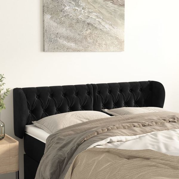 vidaXL Čelo postele so záhybmi čierne 147x23x78/88 cm zamat