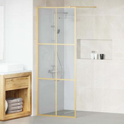 vidaXL Stena walk-in sprchy Zlatá 80 x 195 cm tvrdené sklo