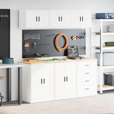 VidaXL Garážové skrine 6 ks biele kompozitné drevo