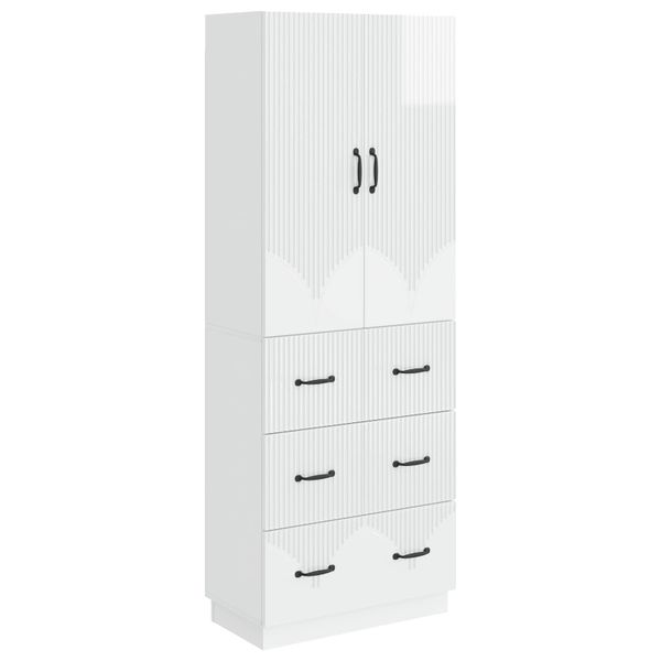 vidaXL Sada skríň 2 pcs Biela s vysokým leskom 66 x 34,5 x 87 cm