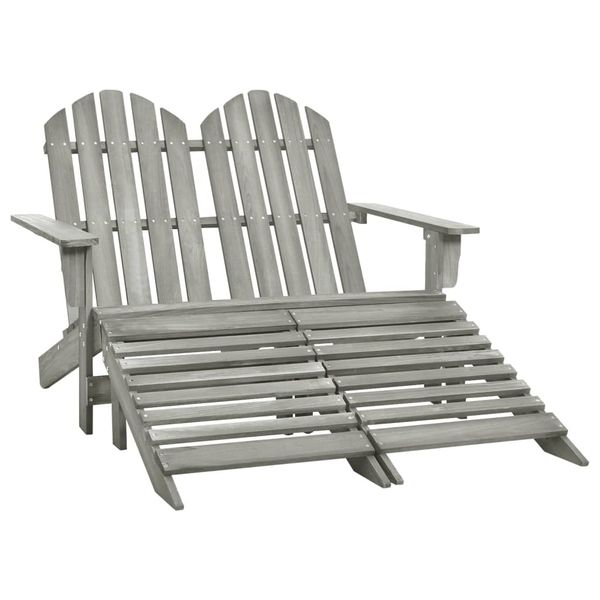 vidaXL 2-miestna záhradná stolička a taburetka Adirondack jedľa sivá