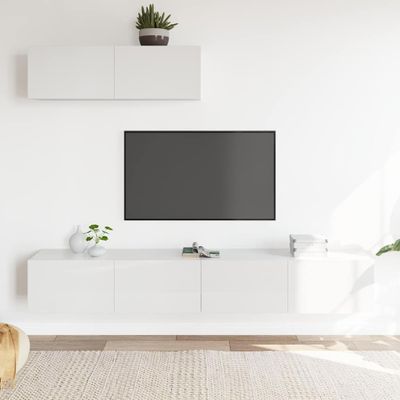 vidaXL 3-dielna súprava TV skriniek lesklá biela spracované drevo