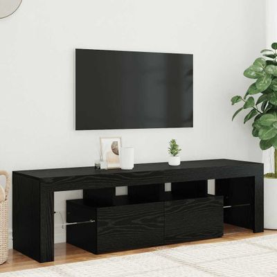 vidaXL TV skrinka s LED svetlami, čierny dub 140x36,5x40 cm, umelé drevo