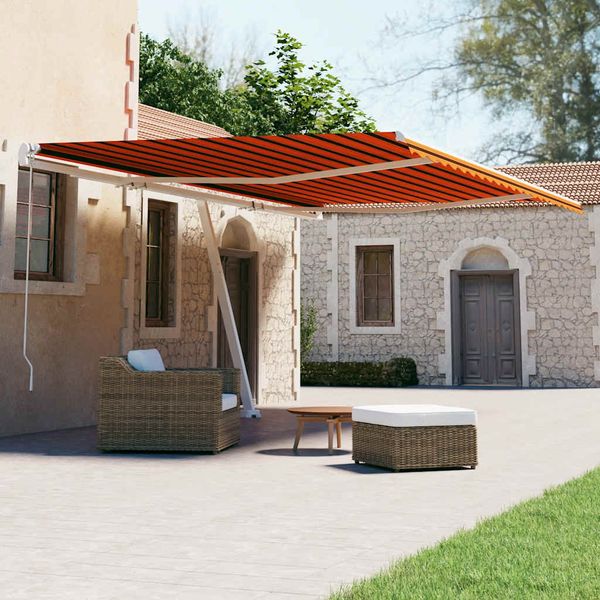 vidaXL Samostatne stojaca automatická markíza 500x300cm oranžovo-hnedá