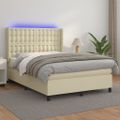 vidaXL Boxspring posteľ s matracom a LED krémová 140x190 cm umelá koža