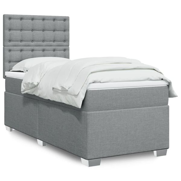 vidaXL Boxspring posteľ s matracom bledosivý 100x200 cm látka