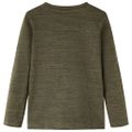 vidaXL Detské tričko s dlhými rukávmi tmavé kaki melanž 116