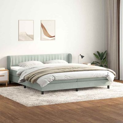 vidaXL Box Spring Posteľ s matracom Svetlosivá 180x220 cm Zamat