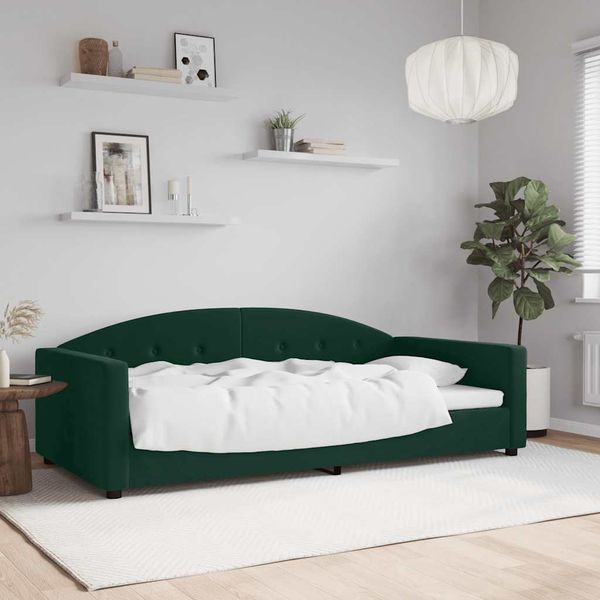 vidaXL Denná posteľ tmavozelená 100x200 cm zamat