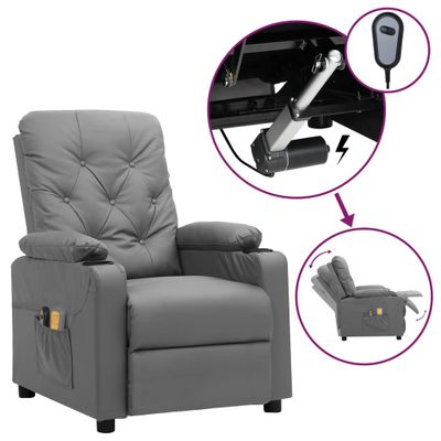 vidaXL Elektrické masážne kreslo sivé umelá koža