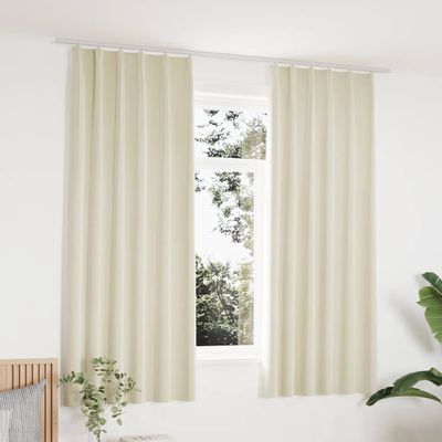 vidaXL Zatemňovacie závesy 2 ks s háčikmi, zamat, krémové 140x175 cm