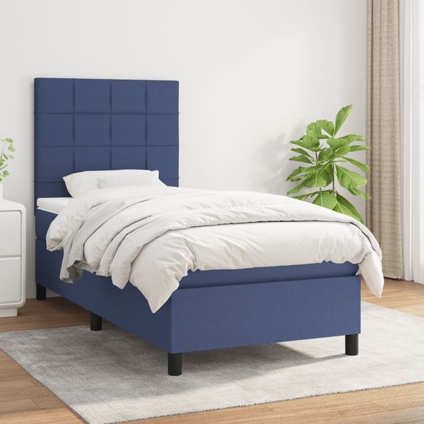 vidaXL Boxspring posteľ s matracom modrá 100x200 cm látka