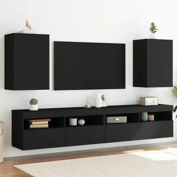 vidaXL TV nástenné skrinky 2 ks čierne 40,5x30x60 cm kompozitné drevo