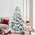 vidaXL Umelý vianočný stromček s 300 LED-i Biela 180 cm PE a PVC
