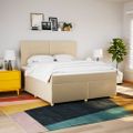 vidaXL Posteľný rám boxspring s matracom krémový 180x200 cm látka