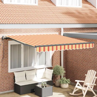 vidaXL Sklopná markíza Žltá a oranžová 300 x 250 cm Tkanina a hliník