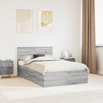 vidaXL Rám postele Sivý Sonoma 135 x 190 cm Kompozitné drevo