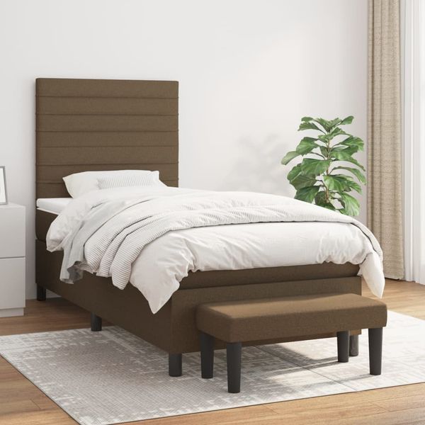 vidaXL Boxspring posteľ s matracom tmavohnedá 100x200 cm látka