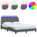 vidaXL Rám postele s LED bez matraca tmavosivá 120x200 cm látka