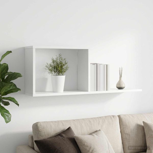 vidaXL Plávajúce police Biela 80 x 15 x 30 cm Kompozitné drevo