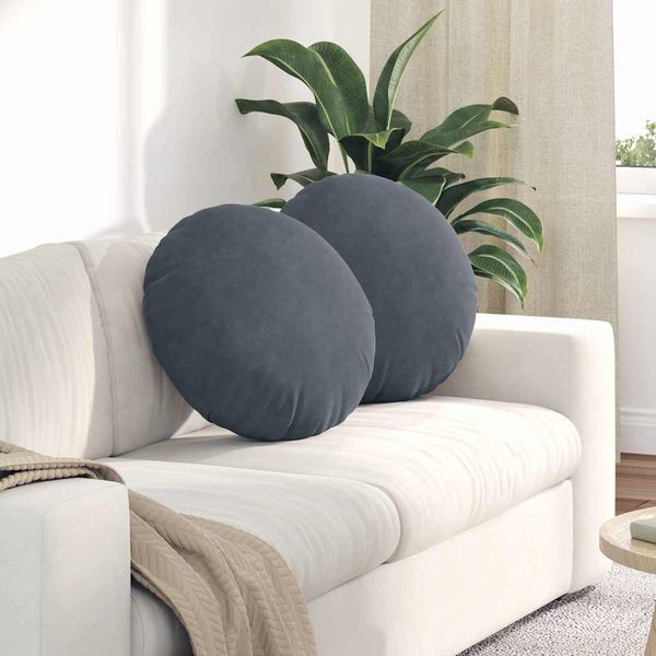 vidaXL Vankúše na sedenie 2 pcs Tmavo šedá Ø50 x 19 cm Zamat