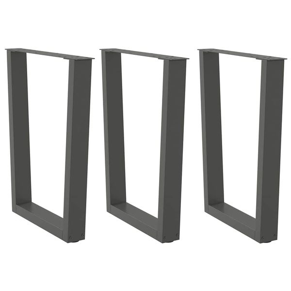 vidaXL Nohy k jedálenskému stolu v tvare V, 3 ks, antracitové, 70 x (72 – 73,3) cm, oceľ