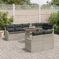 vidaXL Oddychová súprava 9 ks Svetlosivá Poly ratan