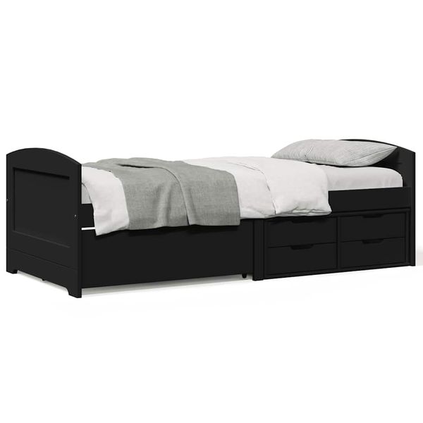 VidaXL Denná posteľ s 5 zásuvkami bez matraca "IRUN" Čierna 90x200 cm