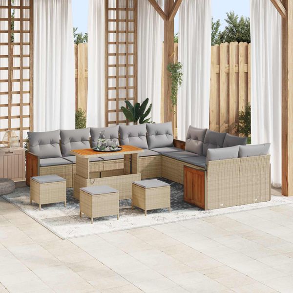 vidaXL Súprava záhradných pohoviek 14 pcs Beige a svetlo šedá