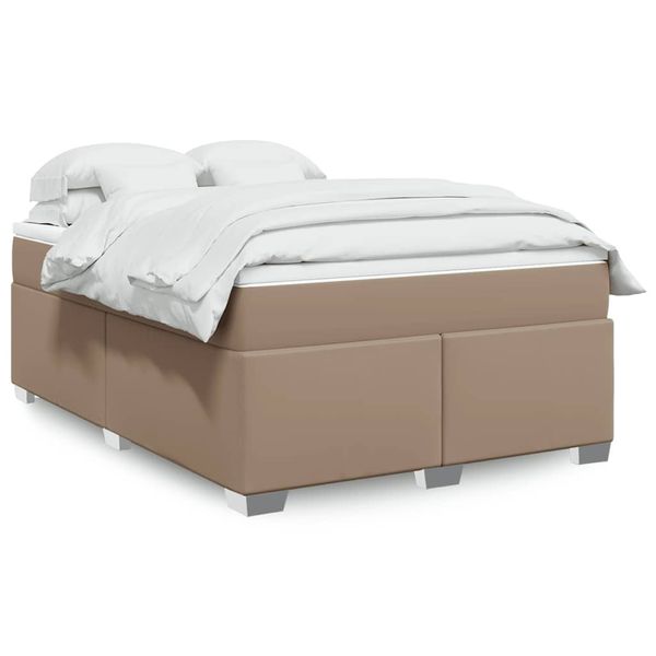 vidaXL Boxspring posteľ s matracom kapučínová 140x190 cm umelá koža