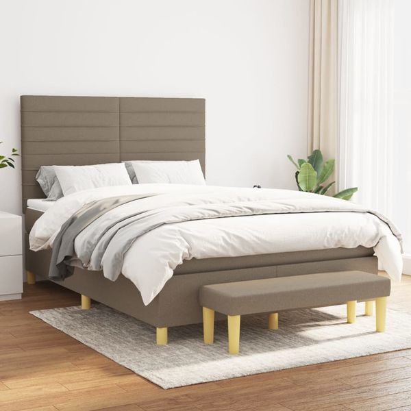 vidaXL Boxspring posteľ s matracom sivohnedý 140x190 cm látka