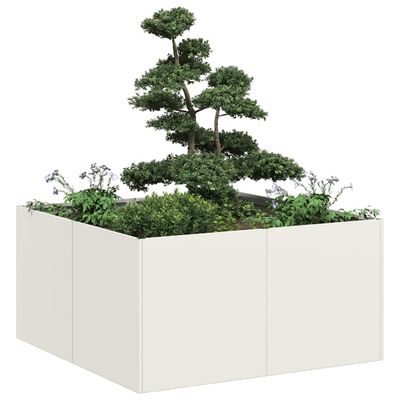 VidaXL kvetináč Biela 80x80x40 cm Oceľ valcovaná za studena