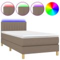 vidaXL Posteľ boxsping s matracom a LED sivohnedá 80x200 cm látka