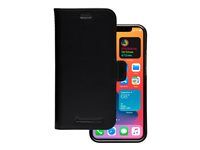 Puzdro s klopou na mobilný telefón - koža full-grain - čierna - pre Apple iPhone 12, 12 Pro