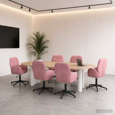 vidaXL Otáčacie stoličky k stolu 6 ks 54 x 55 x 90 cm Ružová Zamat