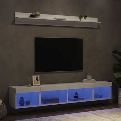 vidaXL 5-dielne TV nástenné skrinky s LED biele kompozitné drevo